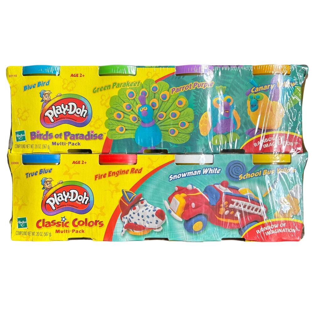 2002 Vintage New Seal Playdoh Birds Of Paradise and Classic Colors Packs Bundle